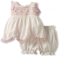 Rare Editions Baby Girls Infant Floral Burnout Popover Set, Ivory/Pink, 24 Months