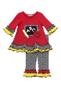 Rare Editions Baby-Girls Infant Red Yellow Black ABC Chalkboard Leggings set, 24 Months