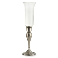 This striking Arte Italica candleholder's elegant silhouette is formed by hand of high-quality glass and fine Italian pewter.