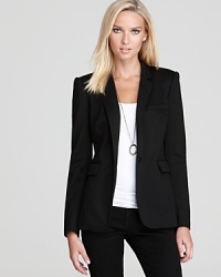 Add a sophisticated top layer to your workday looks with this classic Aqua jacket--a versatile wardrobe essential.