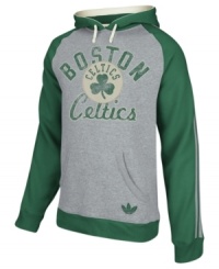 Keep warm as you cheer and rant for the Boston Celtics in this pullover hoodie by adidas.