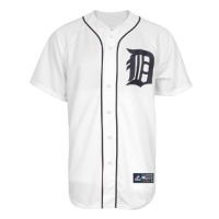 MLB Men's Detroit Tigers Justin Verlander Home Short Sleeve 6 Button Synthetic Replica Baseball Jersey by Majestic