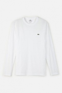 Lacoste Men's Long Sleeve Pima Jersey Crewneck T-shirt White, Size XL