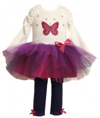 Bonnie Baby-Girls Infant Butterfly Applique Tutu Legging Set