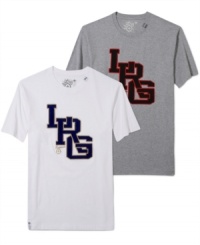 Score big time. With a cool varsity logo, this LRG tee gives your casual look a big step up.