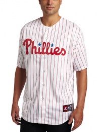 MLB Men's Philadelphia Phillies Shane Victorino Home Short Sleeve 6 Button Synthetic Replica Baseball Jersey by Majestic