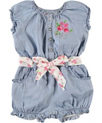 Guess Rose Kisses Romper (Sizes 12M - 24M) - chambray, 24 months