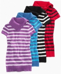 Short sleeves make this super-soft, cozy sweater from Forever and Ever a cute and classy style.