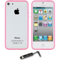 iPhone 5 Hybrid Pink TPU Bumper Case, Universal Touch Screen Stylus Pen