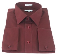 Modena Mens Solid Burgundy French Cuff Dress Shirt