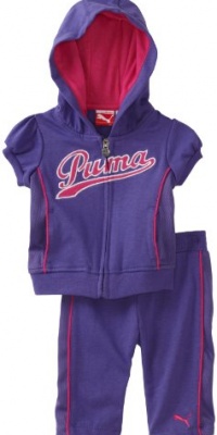 Puma - Kids Baby-girls Infant Hoodie And Jersey Mesh Capri Set, Purple, 24 Months