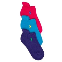 Polo Ralph Lauren girls Full Terry Heel Tab socks 3pairs - 9-11 (shoe size 4-10)