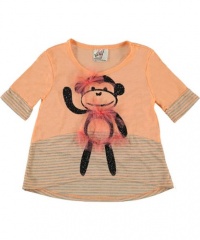 Beautees Shimmer Monkey Tunic (Sizes 4 - 6X) - coral, 4