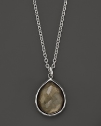 Sterling silver frames a faceted, teardrop shaped pyrite doublet on this timeless Ippolita pendant necklace.