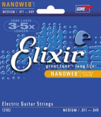 Elixir Strings Electric Guitar Strings, 6-String, Medium NANOWEB Coating