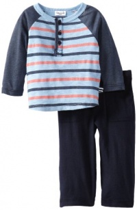 Splendid Littles Baby-Boys Newborn Nantucket Stripe Henley Pant Set, Sky, 6-12 Months