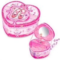 Kids Ballerina Dancing Musical Jewelry Box Pecoware Intricately Decorated Heart Shaped Box