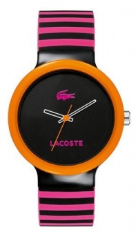 Lacoste 'Goa' Stripe Silicone Strap Watch