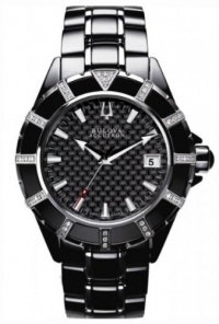 Accutron by Bulova Mirador Ceramic & Steel Diamond Mens Watch Black Dial Calendar 65E100