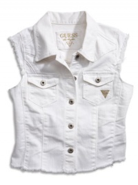 GUESS Kids Girls Big Girl Denim Vest, WHITE (10/12)