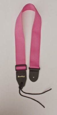 Guitar Strap Pink Nylon with Solid Leather Ends & Heavy Duty Tie Lace Quality Made in U.S.A. Fast Free Shipping To Any U.S. Address