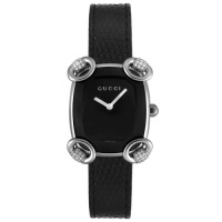 GUCCI Women's YA117505 117 Horsebit Collection Diamond Black Lizard Watch