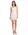 BCBGMAXAZRIA Women's Vivia Draped Front Dress, Off White, Medium