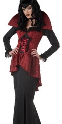 Countess Bloodthirst Vampire Adult Party Costume (Black/Red;Small)