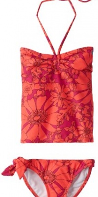 Roxy Kids Girls 7-16 Sea Doll Drawstring Tankini Set, Pop Orange, 10