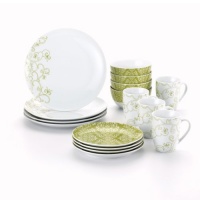 Rachael Ray Dinnerware Curly-Q 16-Piece Dinnerware Set, Green