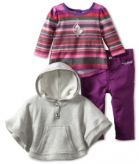 Baby Phat - Kids Baby-girls Newborn Fleece Cape with Denim Pant, Plum, 3-6 Months