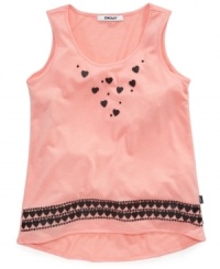 She'll wear her heart on her proverbial sleeve with this charming tank top from DKNY.