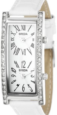 Breda Women's 2185_wht White Nicola Dual Time Zone Classic Leather Watch