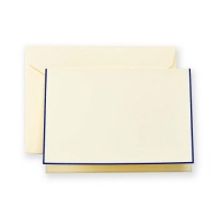 Crane & Co. Regent Blue Hand Bordered Ecruwhite Note (CN1316A)