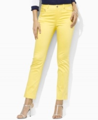 Crafted in lustrous cotton sateen with a hint of stretch for comfort, Lauren by Ralph Lauren's classic petite pants are rendered in a chic ankle-length silhouette for modern style. (Clearance)