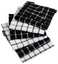 Excello Windowpane Combo Dish Cloth White and Black, Set of 6