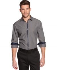 A touch of contrast takes this Alfani BLACK shirt from basic to bold for statement-making style anywhere you go.