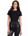 French Connection Women's Fast Jacinda Jersey Peplum Top, Black, Small