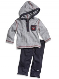 GUESS Kids Boys Newborn Hooded Pullover and Pants Set (0, GREY HEATHER (0/3M)