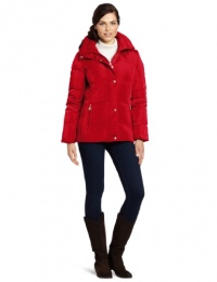 Calvin Klein Women's Faux Fur Trim Short Down Jacket, Crimson, Large