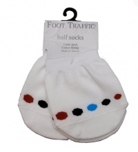 2 Pair Pack, White Slipon Half Socks