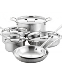 Only the best for you! This professional collection brings confidence back to your kitchen with attractive, uniquely shaped brushed stainless steel pieces that feature five alternating layers of aluminum and stainless steel for unrivaled heat distribution and retention. Compatible on all stovetops, this versatile collection masters the art of cooking. Lifetime warranty.