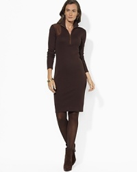 Crafted with a faux-suede patch at the shoulder, a soft ribbed cotton dress is steeped in heritage inspiration.