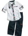 GUESS Kids Boys Baby Boy Shirt and Cargo Set (12-24M), WHITE (18M)