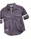 GUESS Kids Boys Little Boy Long-Sleeve Reactor Shirt, STRIPE (5/6)