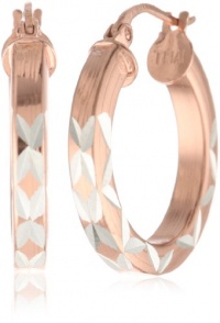 Rose Gold Plated Sterling Silver Square Tube Hoop Earrings