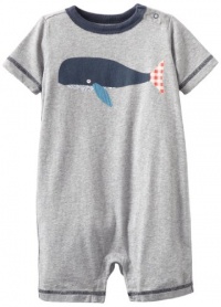 Tea Collection Baby-Boys Infant Scrap Whale Romper, Med Heather Grey, 3-6 Months