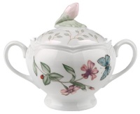 Lenox Butterfly Meadow Fine Porcelain Sugar Bowl with Lid