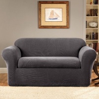 Sure Fit Stretch Metro 2-Piece Loveseat Slipcover, Gray