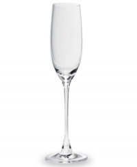 Propose a toast! Inspired by the vineyards of Tuscany, the classic shape of this fine glassware collection captures the pleasures of Italy's famous wine country. The simple, understated base of these glasses is designed to accentuate the richly colored, aromatic champagne filling the glass. The elegant shape of these graceful flutes makes your favorite champagne sparkle.